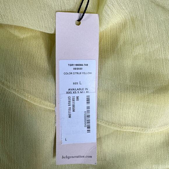 BCBGeneration Women's size Large Citrus Yellow Tiered Off Shoulder Blouse NWT - Picture 5 of 9